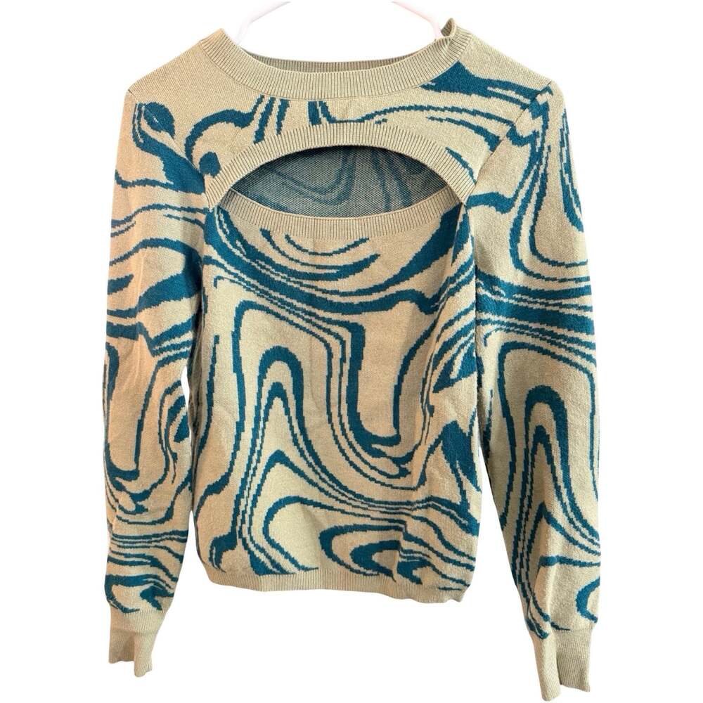 Willow & Root Abstract Swirl Cutout Sweater Y2K Streetwear Knit Top Size M